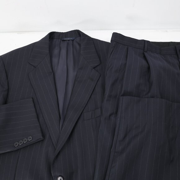 Brooks Brothers Golden Fleece Loro Piana suit mens 44L 40x29 navy blue striped